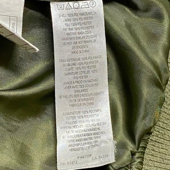 French Connection Quilted Bomber Jacket Women's Medium Olive Green Full Zip GUC - Picture 7 of 8